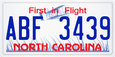 NC license plate ABF3439