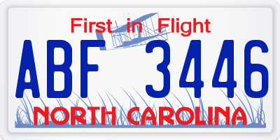 NC license plate ABF3446