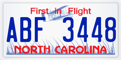 NC license plate ABF3448