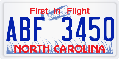 NC license plate ABF3450