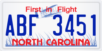 NC license plate ABF3451