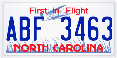 NC license plate ABF3463