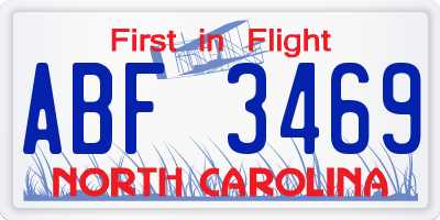 NC license plate ABF3469