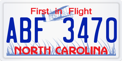 NC license plate ABF3470