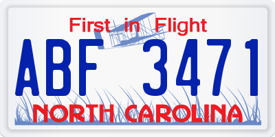 NC license plate ABF3471