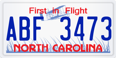 NC license plate ABF3473