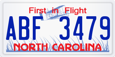 NC license plate ABF3479
