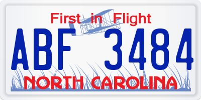 NC license plate ABF3484