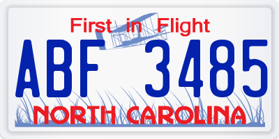 NC license plate ABF3485