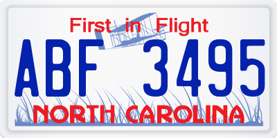 NC license plate ABF3495