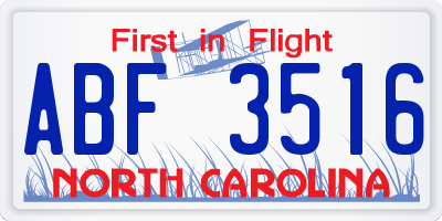 NC license plate ABF3516