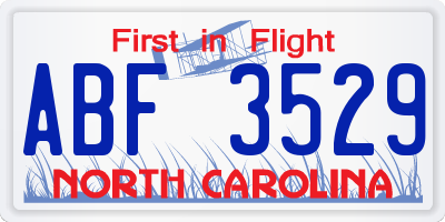 NC license plate ABF3529