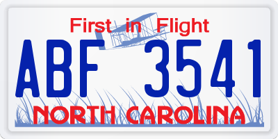 NC license plate ABF3541