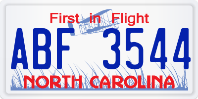 NC license plate ABF3544