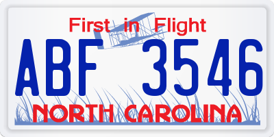 NC license plate ABF3546