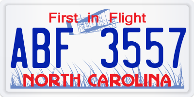 NC license plate ABF3557