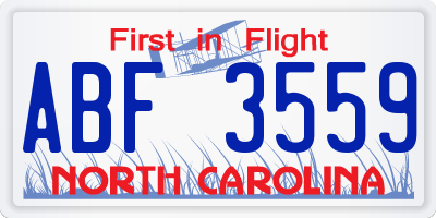 NC license plate ABF3559