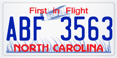 NC license plate ABF3563
