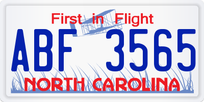 NC license plate ABF3565