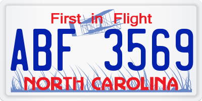 NC license plate ABF3569