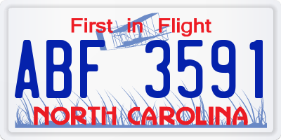 NC license plate ABF3591