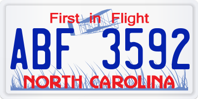 NC license plate ABF3592