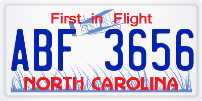 NC license plate ABF3656