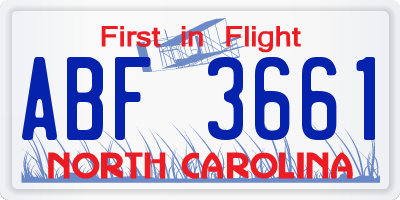 NC license plate ABF3661