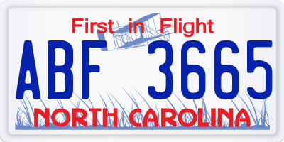 NC license plate ABF3665