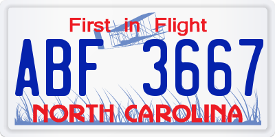 NC license plate ABF3667
