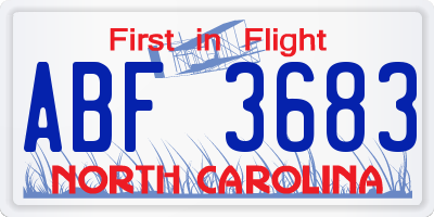 NC license plate ABF3683