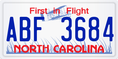 NC license plate ABF3684