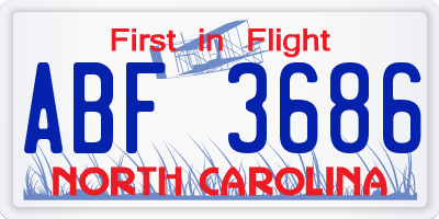 NC license plate ABF3686