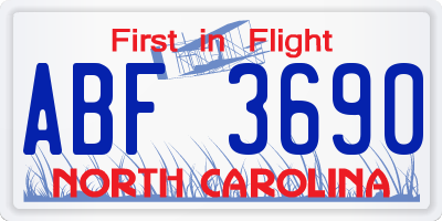NC license plate ABF3690