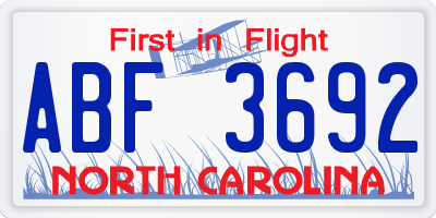 NC license plate ABF3692