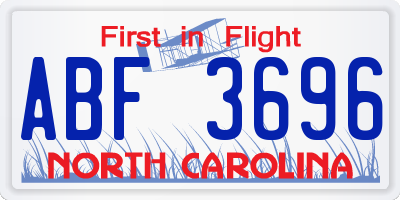 NC license plate ABF3696