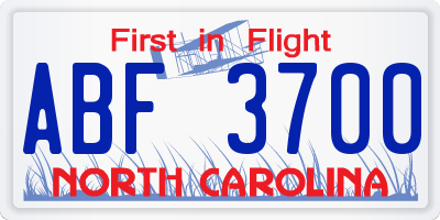 NC license plate ABF3700