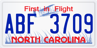 NC license plate ABF3709
