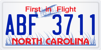 NC license plate ABF3711
