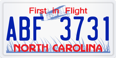 NC license plate ABF3731