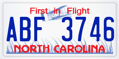NC license plate ABF3746