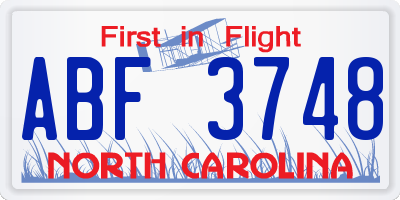 NC license plate ABF3748