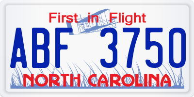 NC license plate ABF3750