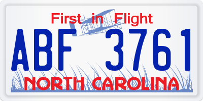 NC license plate ABF3761