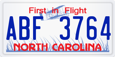 NC license plate ABF3764