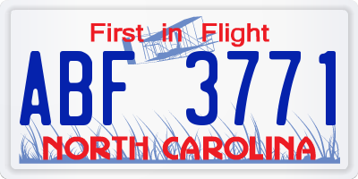 NC license plate ABF3771
