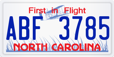 NC license plate ABF3785