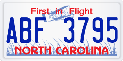 NC license plate ABF3795