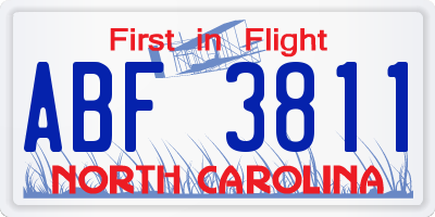 NC license plate ABF3811