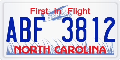 NC license plate ABF3812